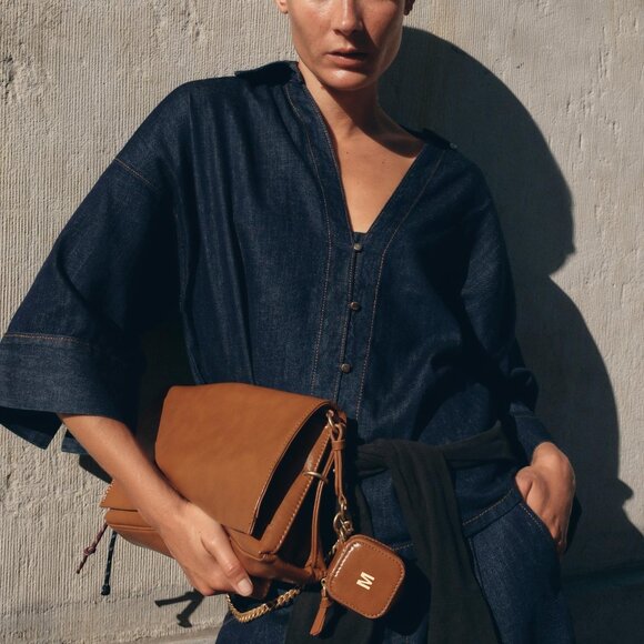 Zara DENIM EFFECT BUTTON-UP SHIRT SMALL NWT - Picture 6 of 6